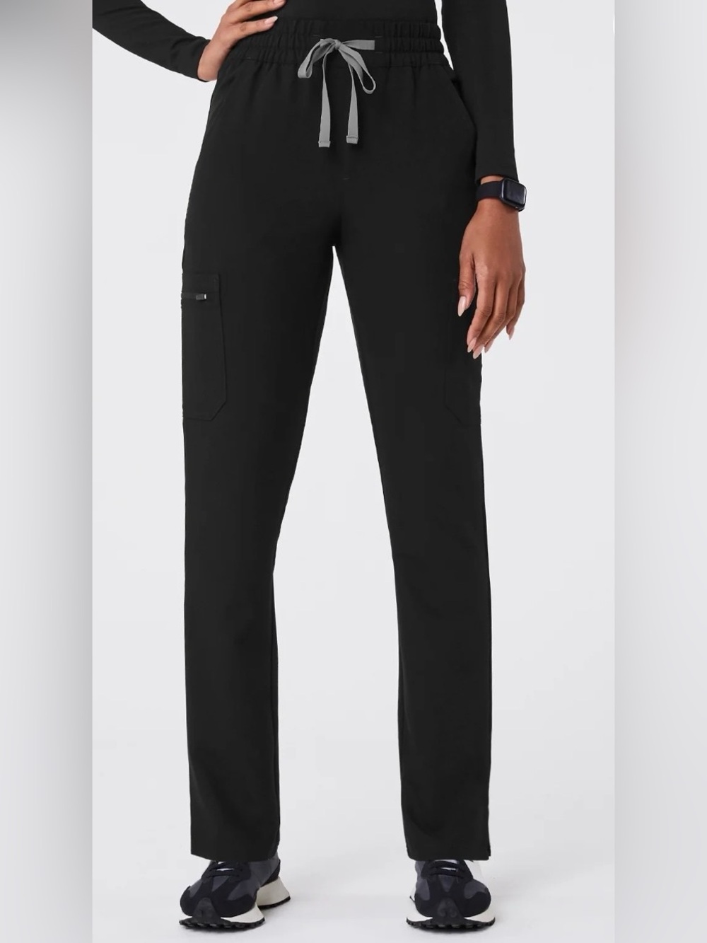 Figs Women’s Dowa High-Rise Straight Leg Black Scrub Pant Size Small Tall